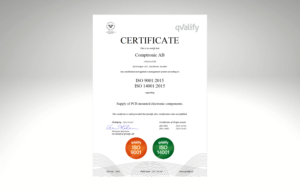 Comptronic AB certifierade enligt ISO 9001 och ISO 14001